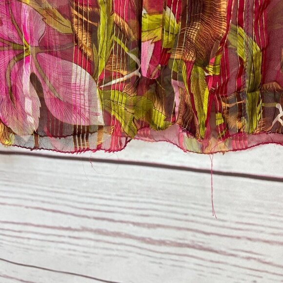 Handmade Sewn Women's Red Foral Print Button Down Long Sleeve Shirt Size M - Picture 8 of 8